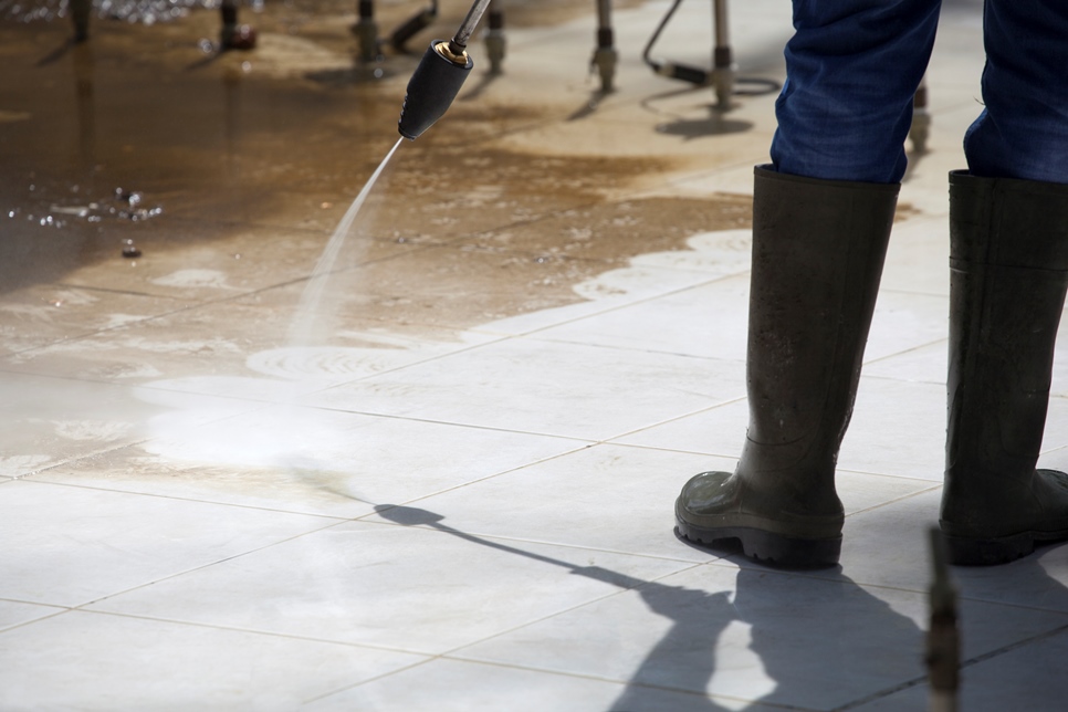 floor cleaning with pressure washer